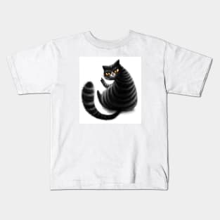 middle finger black cat Kids T-Shirt